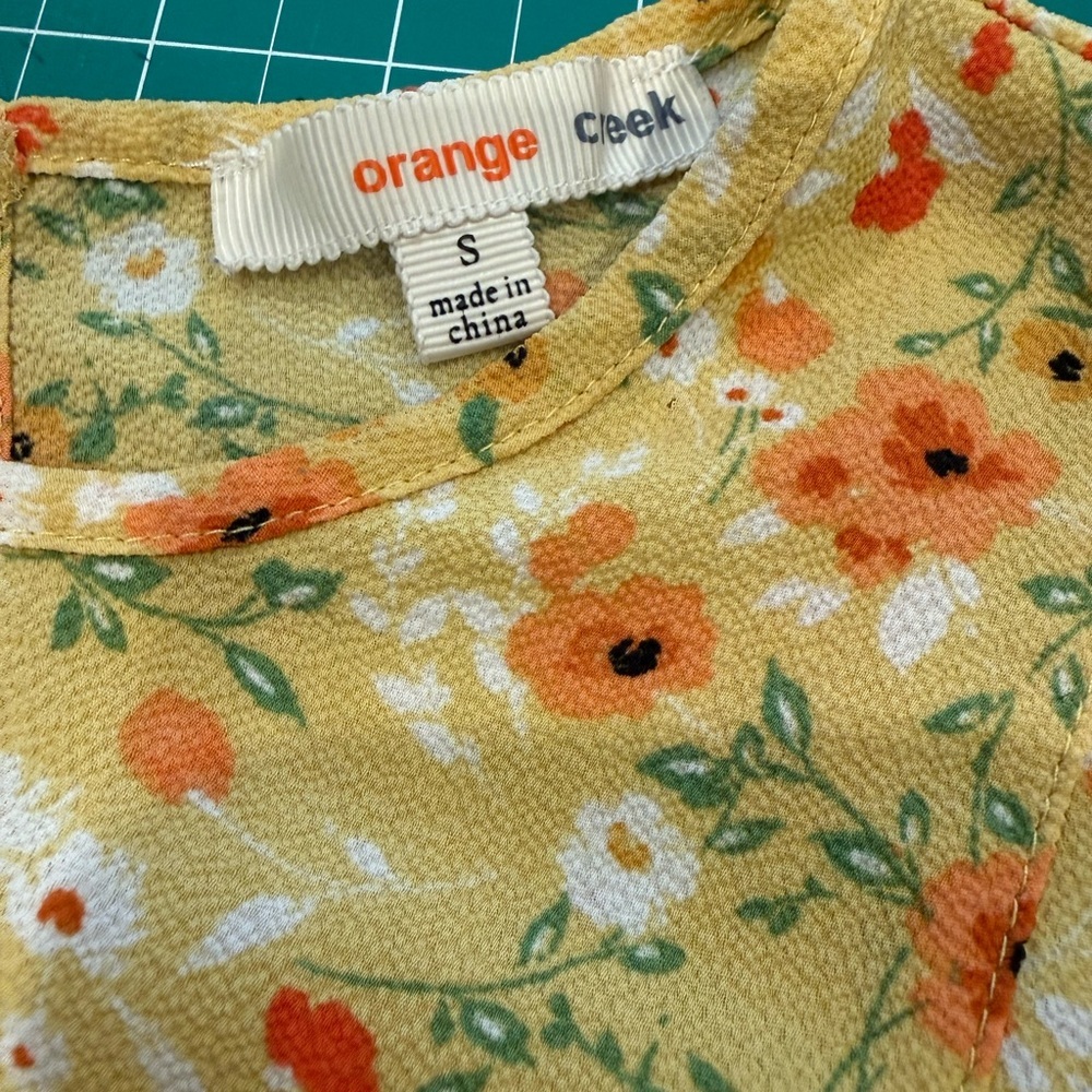 Orange Creek Babydoll Peplum Blouse Boho Yellow Floral Cottagecore S - Picture 2 of 7